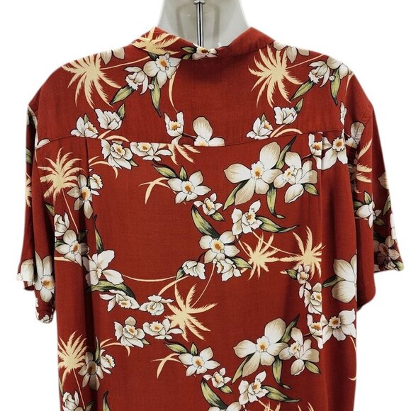 Vintage OP Ocean Pacific Tropical Floral Burnt Orange Hawaiian Shirt Mens XXL - Picture 4 of 10